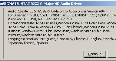 Sigmatel C-Major audio driver updates